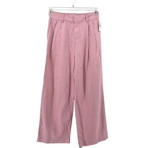 Gap Pleated Linen Pants Pink Wide Leg High Rise Pants 4 Petite Business Prepp